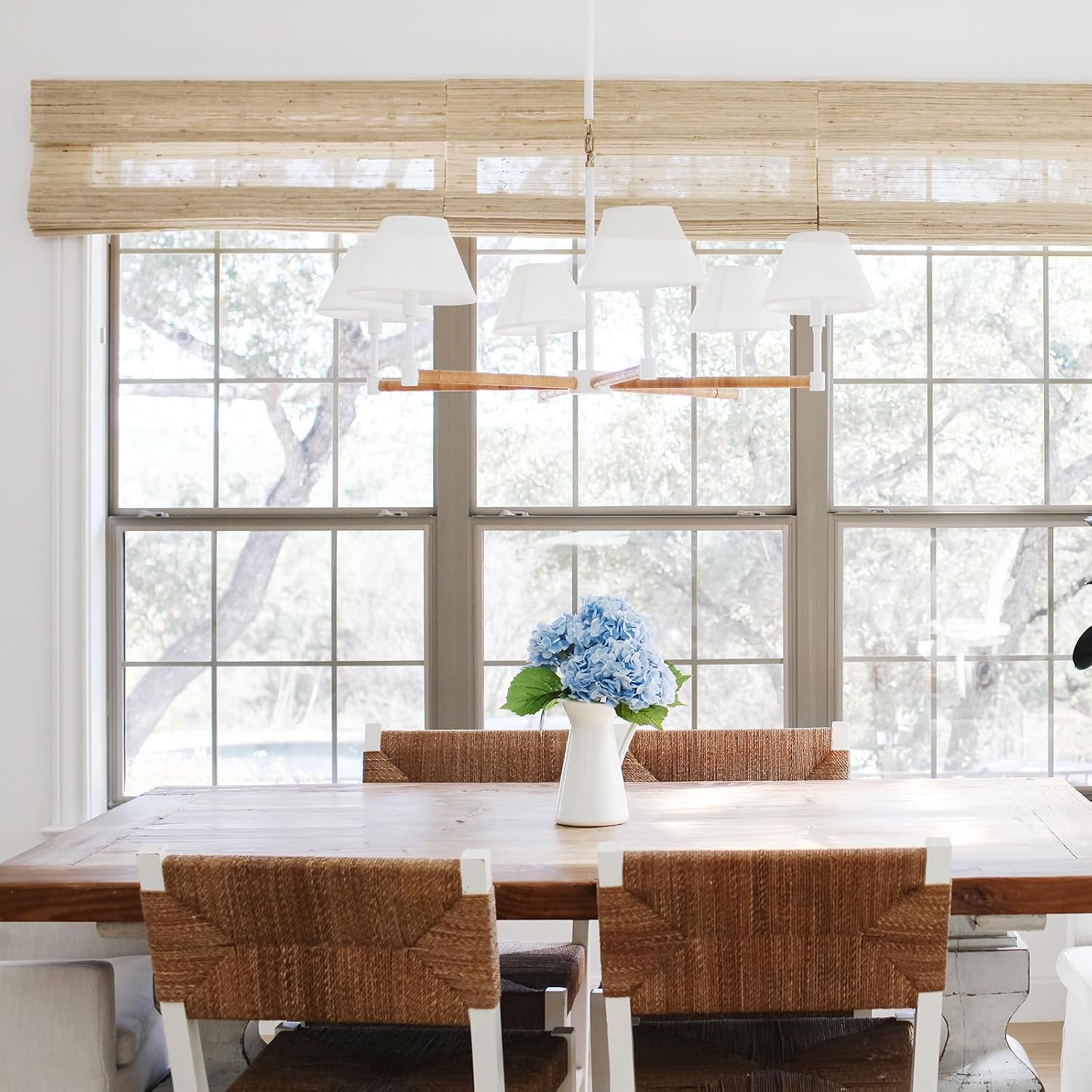 TWOPAGES Woven Bamboo Cordless Roman Shades