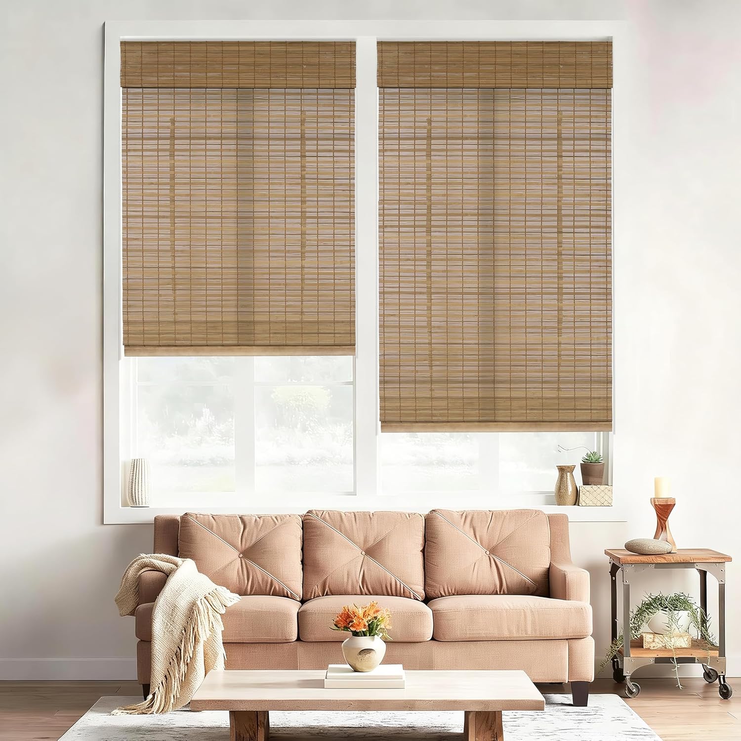No Drill No Tools Bamboo Roman Shades